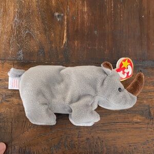 Ty Plush Rhino “Spike” in Gray and Brown